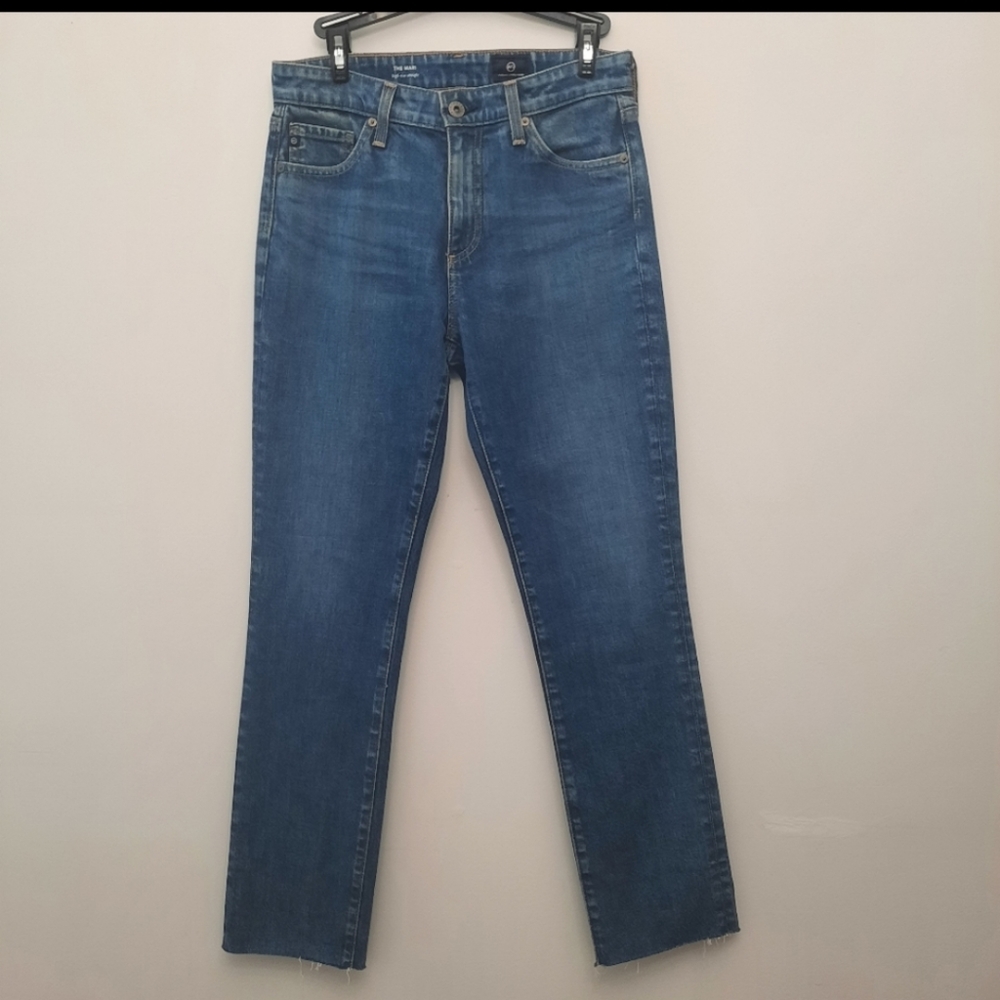 AG Adriano Goldschmied The Mari High rise straight raw hem Jeans